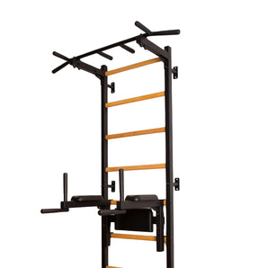 BenchK 722B: Black Stall Bar with Pull-Up Bar and Dip Station for Home Fitness