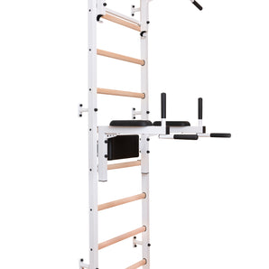 BenchK 732W White Home Fitness Stall Bar with Pull-Up Bar & Dip Station