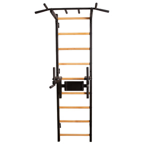 BenchK 722B: Black Stall Bar with Pull-Up Bar and Dip Station for Home Fitness